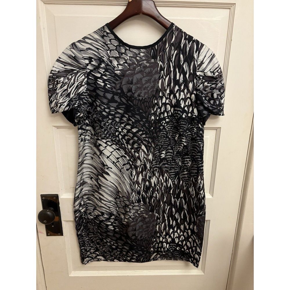 Castle Starr Black Patterned Silk Dress Short‎ Sleeved Lined Size 4